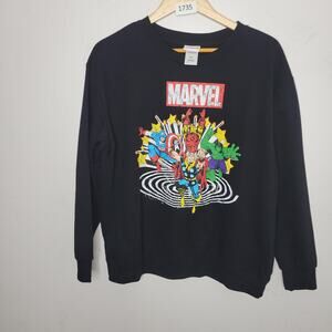 Marvel Sweatshirt Size XXL Avengers Iron Man Thor Captain America Black All Over